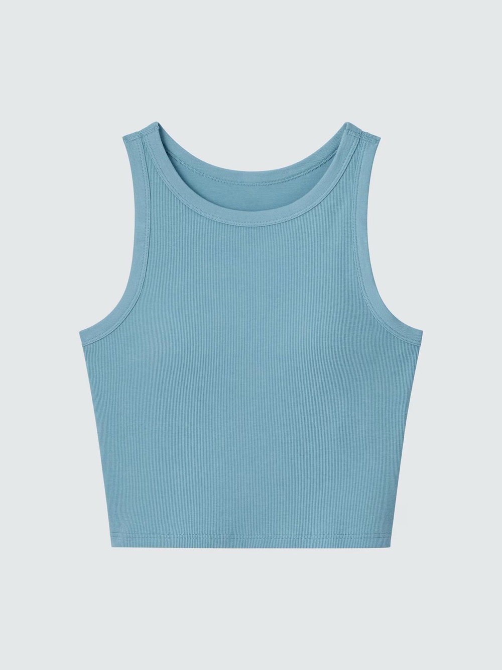Uniqlo Ribbed Cropped Sleeveless Bra Top (Blue)